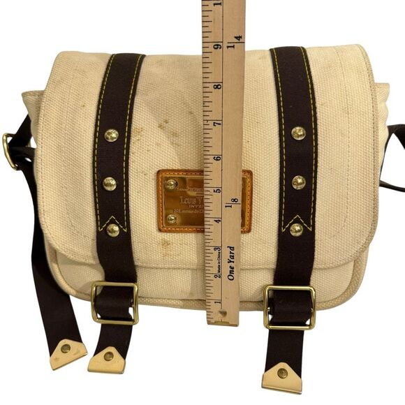 Louis Vuitton Authentic Carrier Bag Beige Cream Canvas Antigua Buzzus PM Shoulde - Picture 7 of 10